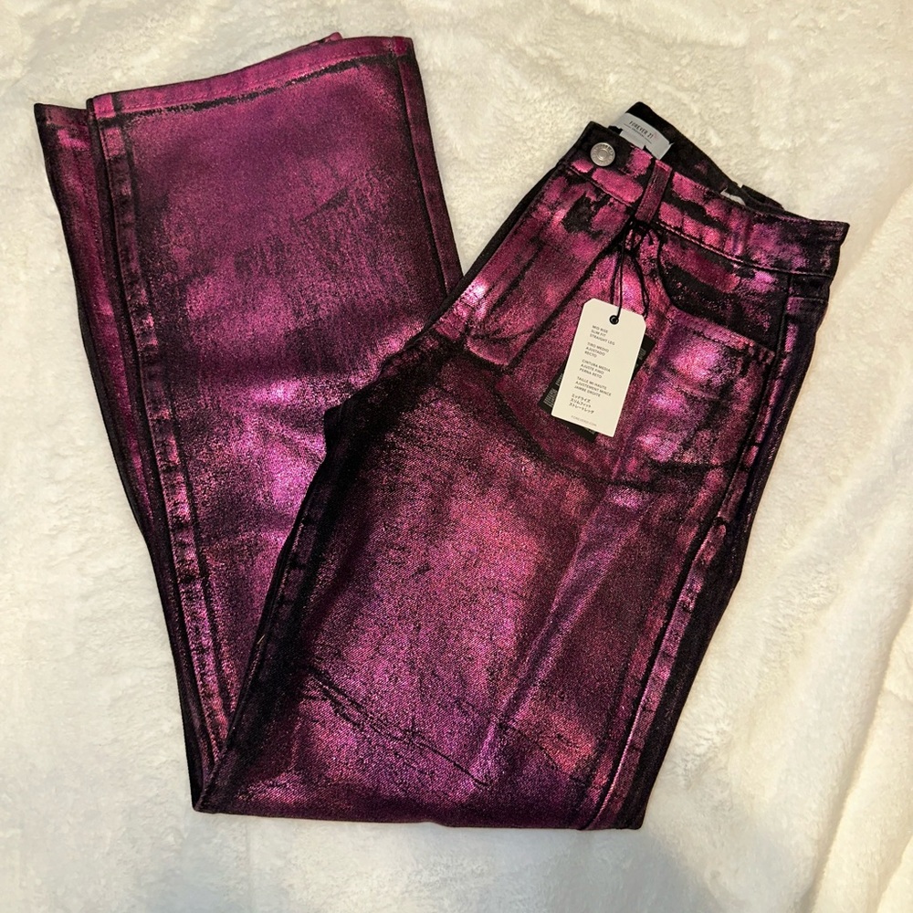 Forever 21 pink shine black jeans